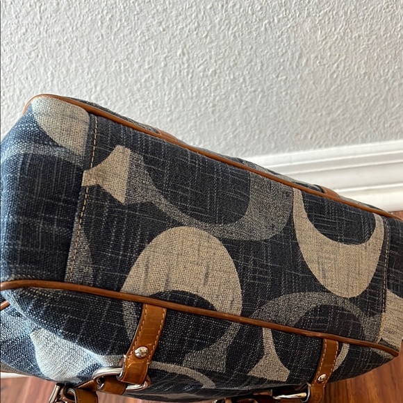 1651Stylish Coach Blue and Tan Women's Bag - Picture 4 of 8